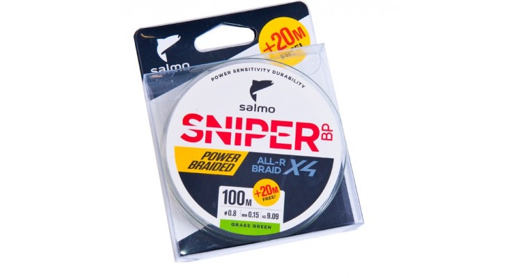 Aukla, pītā, Salmo Sniper BRAID X4 Grass Green, 9,09KG